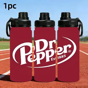1pc 33oz 1000ML Dr Pepper Stainless Steel water bottle with,Ideal birthday and festival gifts,Perfect Gift for Outdoor Activities,Camping,Holiday, Graduation Party,Camping Drinkware,High quality,Durable material
