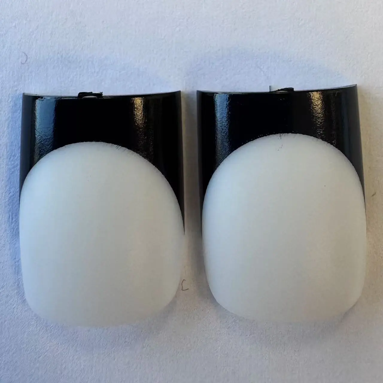 Short Sharp Square Black French Tip MILKY WHITE