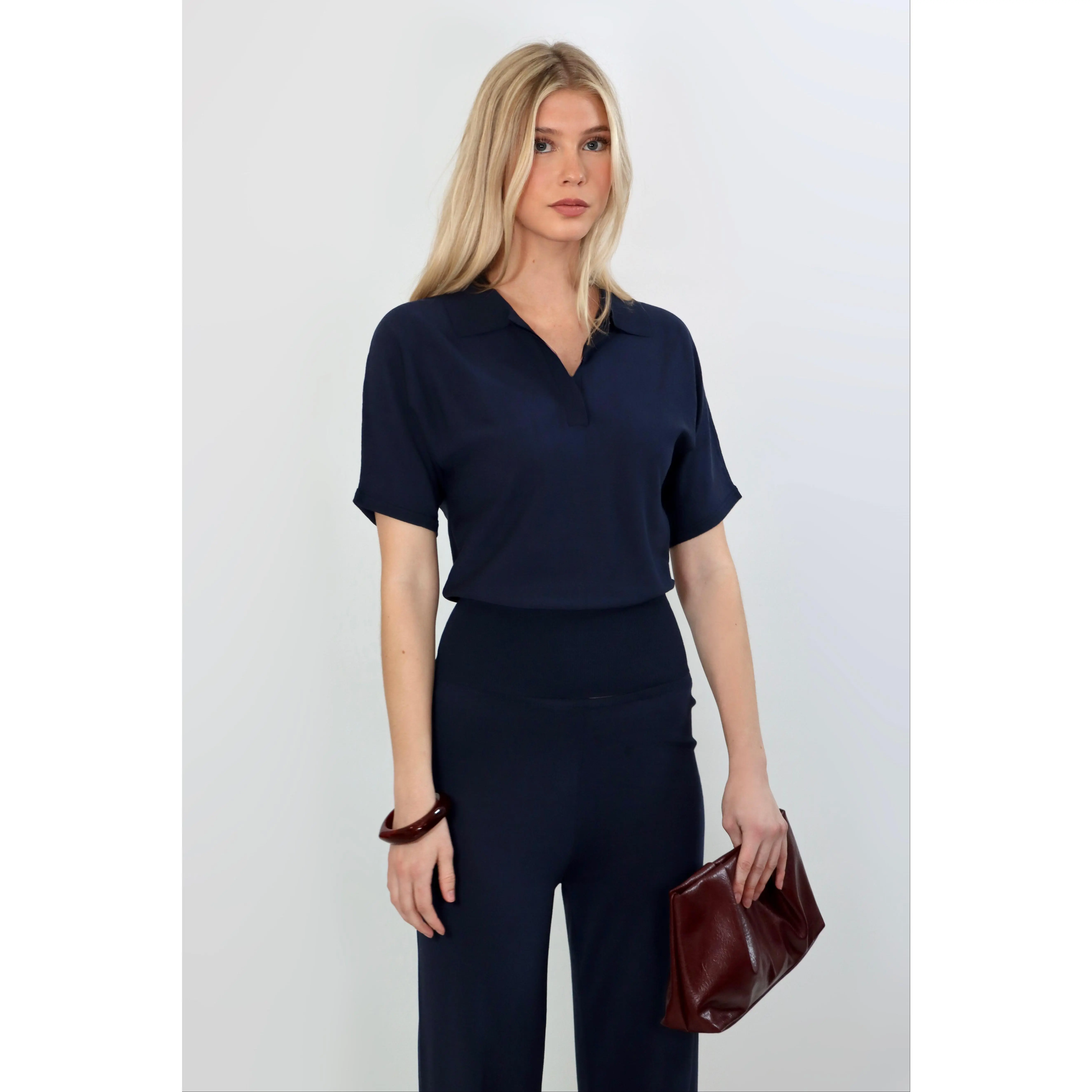 Fine Knit Polo Top