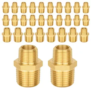 30 Pcs 1/2" X 1/4" Male NPT Brass Hex Connector