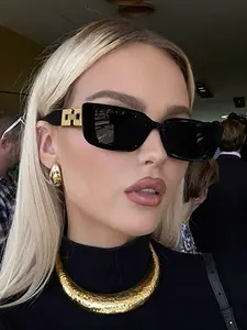 Women's Fashion Sunglasses, Trendy Practical UV Protection Glasses, Casual Outdoor Wear, Perfect Daily Use & Sunshade, Rectangular Sunglasses, High Quality Sunglasses