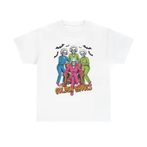 Golden Ghouls Unisex Heavy Cotton Tee - Spooky Halloween Shirt, Hocus Pocus Gift, Graphic Tee for Party, October Celebration, Fun [...] Top Womenswear