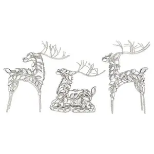 August & Leo Jeweled Reindeer Décor 3-piece Set with Gift Boxes