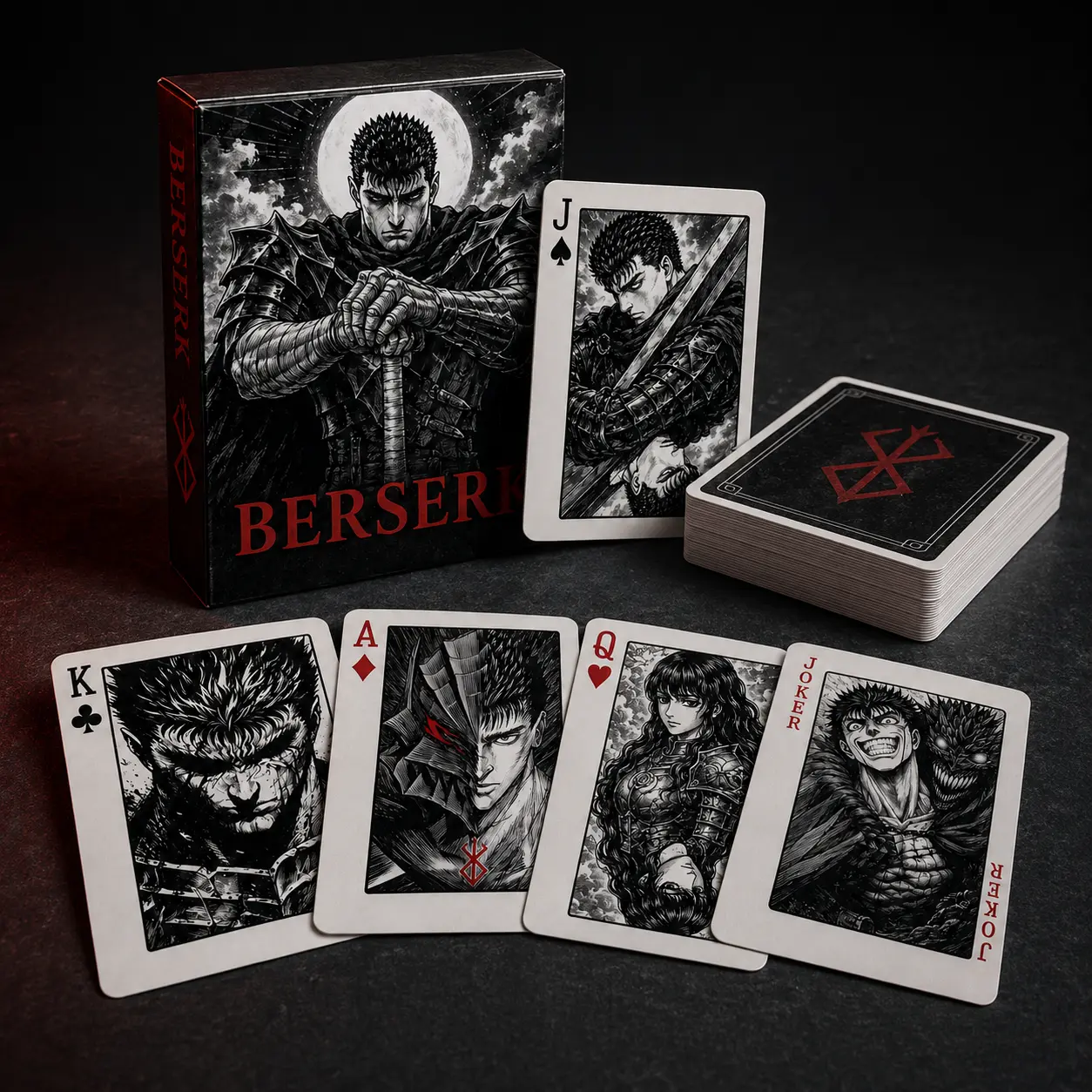 Berserk Standard Playing Cards, 54-Card Poker Size Deck, Collectible Anime Fan Art Card Decks Gift, Card Collectors and Magicians Gift