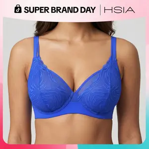 HSIA Serenata Floral Linear Plus Size Lace Sheer Mesh Full Coverage Adjustable Straps Unlined Underwire Bra