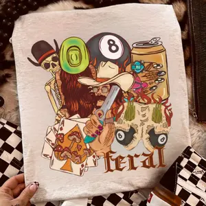 Feral Patchwork Shirt, vintage western graphic tees, western outfits women, women's graphic tees, western clothing, cowgirl outfits stuff, country concert outfits, western tops stuff clothes Casual Comfort