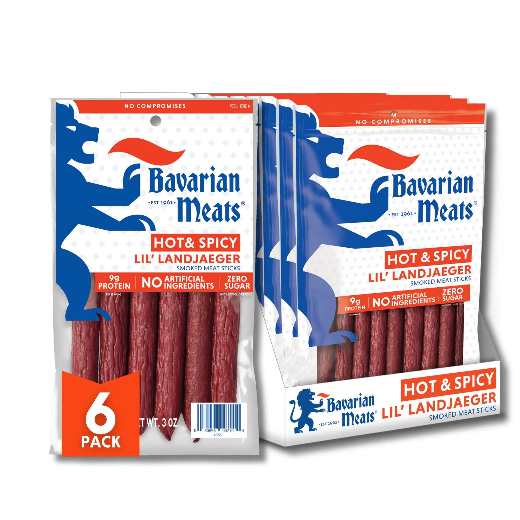 Hot & Spicy Lil' Landjaeger Snack Sticks Pack - 3oz (6 Pack)