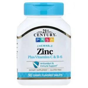 21st Century Zinc Plus Vitamins C & B-6, Chewable, Cherry, 90 Tablets