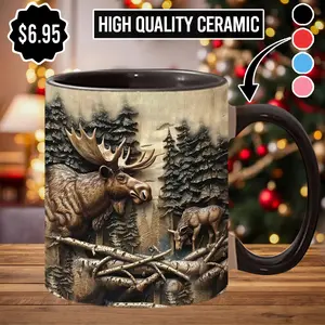 Hunting Season Coffee Mug Moose Hunting Pattern Print Mug - hut6578 Ceramic  Drinkware