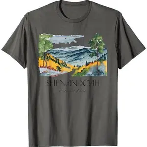 Cool Shenandoah National Park Hiking Watercolor Graphic T-Shirt