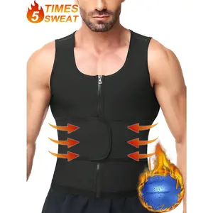 Sauna Suit for Men 2 in 1 Waist Trainer Sauna Shirt, Sweat Enhancing Trimmer Compression Shapewear Tank Top Gym Exercise Workout