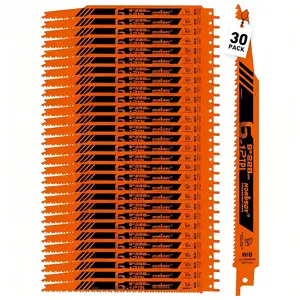 HORUSDY 30Pack 9 Inch 6-12 TPI Reciprocating Saw Blade Wood Pruning, Bi-Metal Saw Blades for Nail Wood or Trees Cutting, Sharp and Durability with Organizer Case