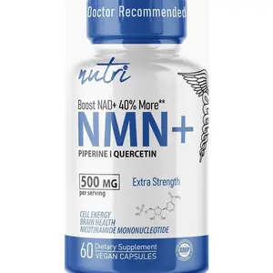 NMN Supplement 500mg NAD Supplement - Nutri Ultra High Absorption Stabilized NMN Nicotinamide Mononucleotide, 40% More NAD+ with Quercetin Phytosome & Black Pepper - mnm supplement (60 Capsules)