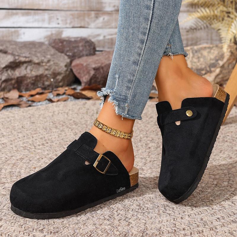 Women's Comfortable Slippers Suede Leather Cork Footbed Potato Shoes with Cushioned Cork-Footbed Springfresh