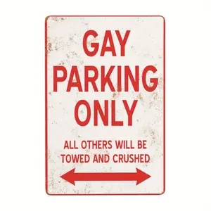 Vintage Gay Parking Only Metal Sign, 8x12 Inch Wall Hanging Decorative Plaque, Multipurpose Retro Tin Art for Home, Bar, Cafe - No Electricity Needed
