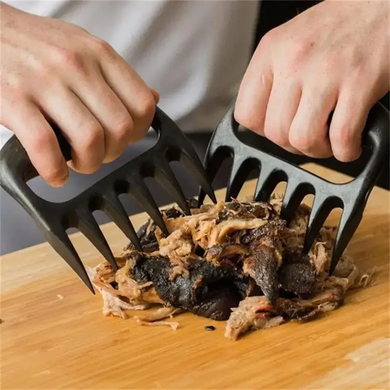 ABS Reusable Kitchen BBQ Utensils Pair Set - 11.5*11 cm Bear Claw Meat Shredder, Pulled Pork Puller, Fork Tool, Fruit & Vegetable Slicer (No Extra Duplicate Items Included)
