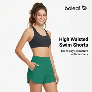 baleaf Women's 3"/5"/7"/9" High Waisted Swim Board Shorts Quick Dry Swimsuits Bottoms Trunks with Pockets [PC:ecg002]