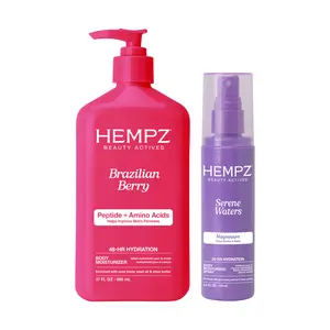 Hempz Exclusive Beauty Actives Brazilian Berry with Peptides + Amino Acids & Serene Waters with Magnesium Spray Bundle