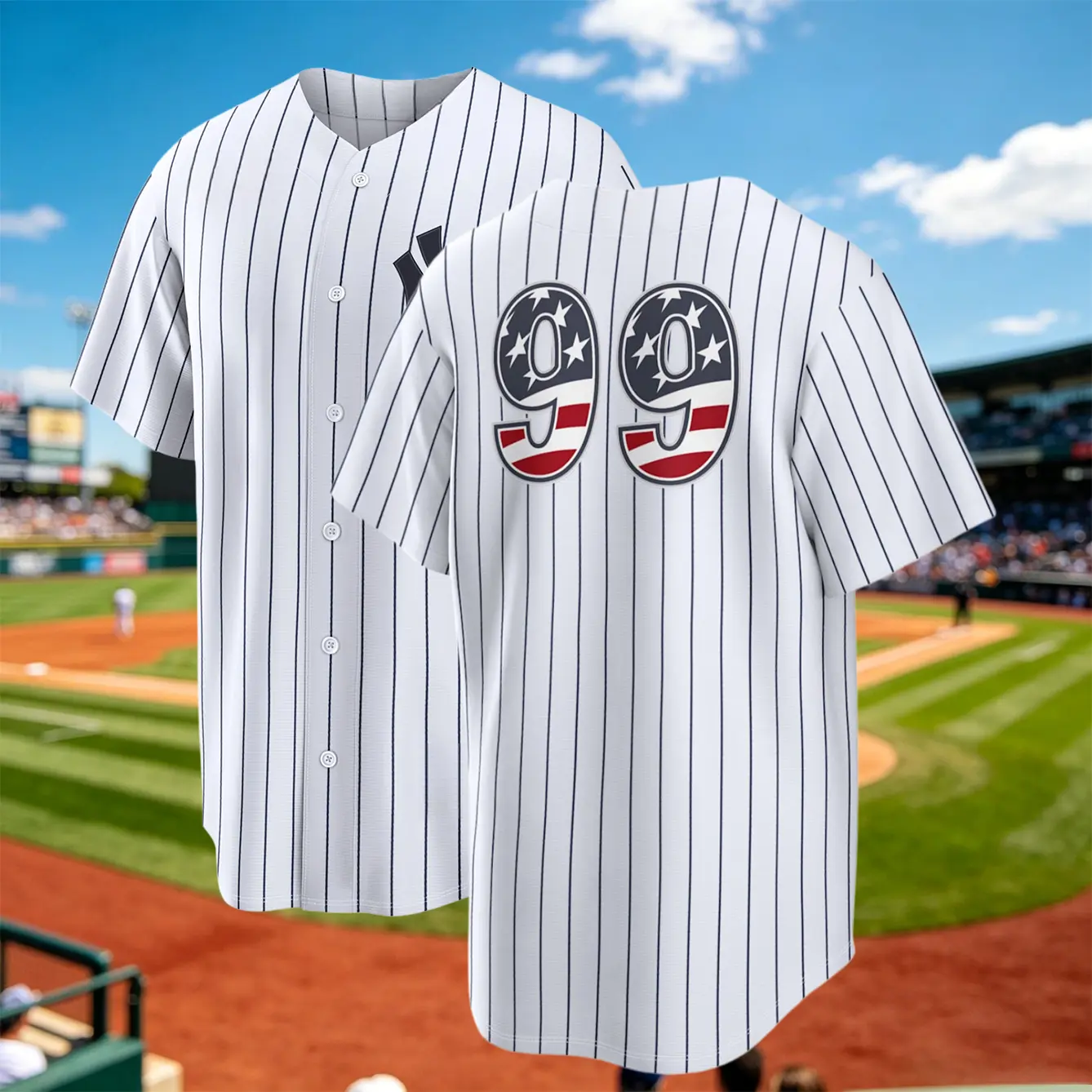 Baseball Jersey Baseball Jacket White Casual Button Short Sleeve T-Shirt, Party & Sports Wear for Men Women Printed Shirt Stadium Jersey Judge #99 NY