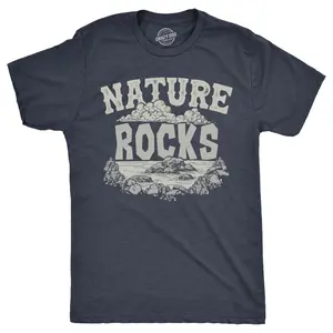 Mens Nature Rocks T Shirt Funny Outdoor Geology Lovers Joke Tee for Guys Mens Funny T Shirts Cool Vintage Fashion T-Shirt Gift Classic Menswear Environmental Apparel for Men Funny Sarcastic Short Sleeve Novelty Navy -