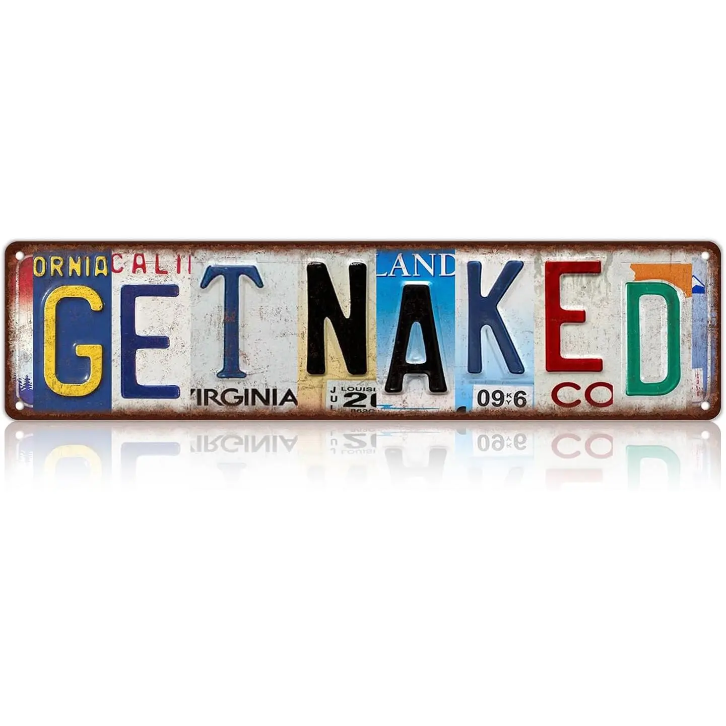 High Quality Vintage "Get Naked" Hanging Wall Decor - Alternative Home Signs, Easy Install Metal Aluminium Street Sign, 16x4 In