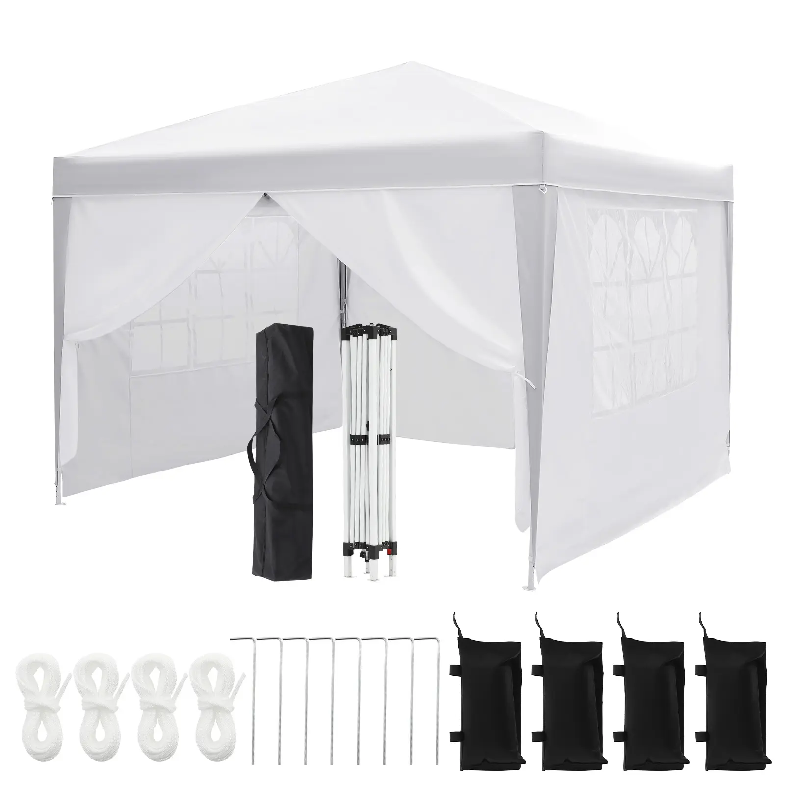 10x20 FT Sturdy Oxford Fabric Heavy Duty Pop Up Canopy Tent - Commercial Outdoor Beach Cabana, Waterproof Windproof Shelter, 6 Removable Sidewalls, Adjustable Height, Fast Set-Up, Flexible Configuration, Complete Accessory Kit