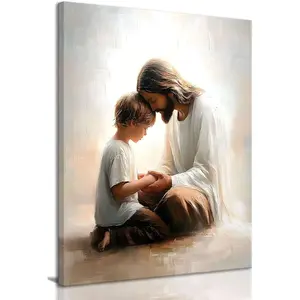 Jesus Christian Wall Art Jesus With Children Religion Faith Canvas Posters Prints Paintings Spiritual Aesthetic Praying Picture Church Nursery Decor Living Room Bedroom Kids Room