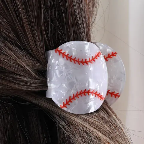 Baseball Design Hair Claw, Cute Hair Accessories for Women & Girls, Minimalist Headwear Suitable for Thick Hair, Fashion Hair Accessories for Party, Daily Clothing Decor, Transparent Clips, Super Cute Clips, Fun Claw Clips, Hairclips