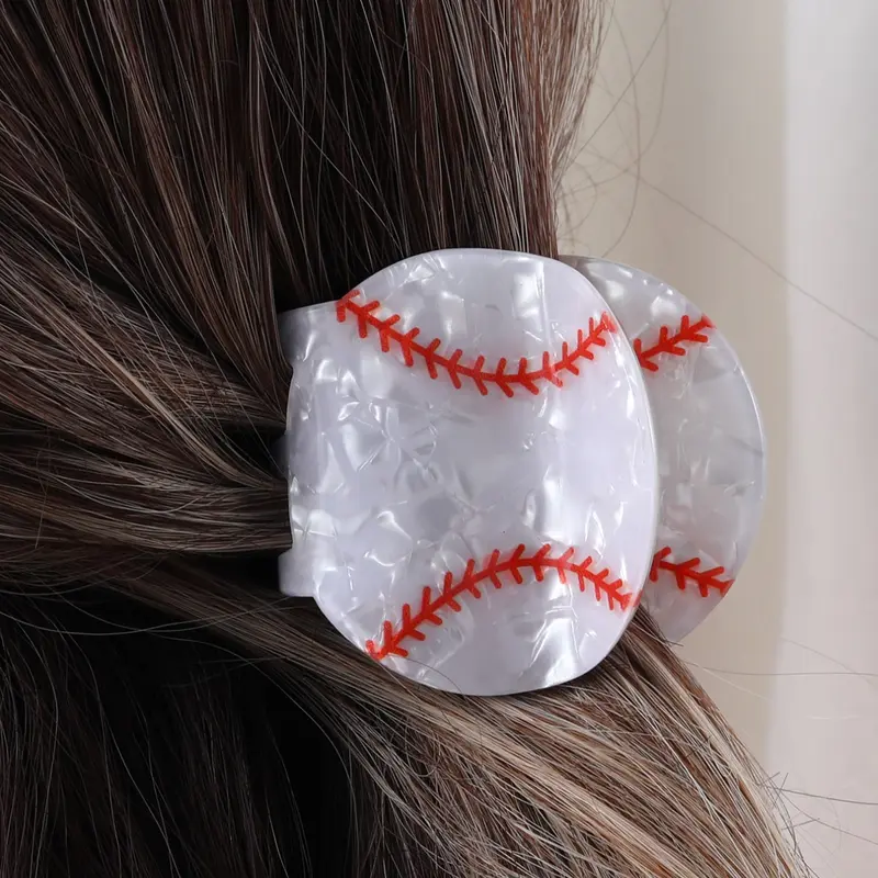 Baseball Design Hair Claw, Cute Hair Accessories for Women & Girls, Minimalist Headwear Suitable for Thick Hair, Fashion Hair Accessories for Party, Daily Clothing Decor, Transparent Clips, Super Cute Clips, Fun Claw Clips, Hairclips