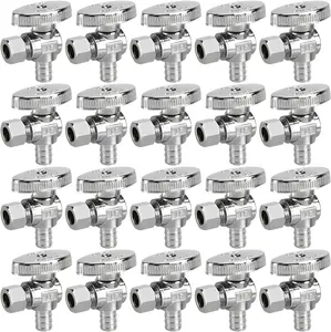 20 Pack Stop Valves, 1/4 Turn Angle Valve, 3/8" OD Compression * 1/2" PEX Chrome Plated Brass for Faucet, Valves