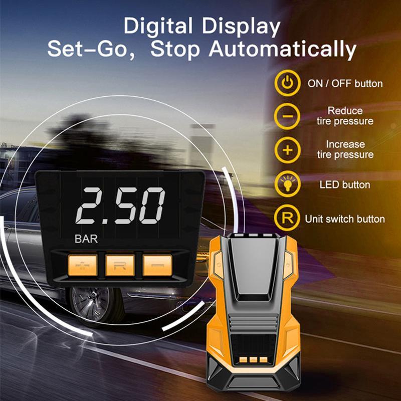 AC/DC 12V  Portable Compressor Electric Car Compressor with LED Car Tyre Inflator Pump Dual-Purpose Suitable for Car Motorcycle