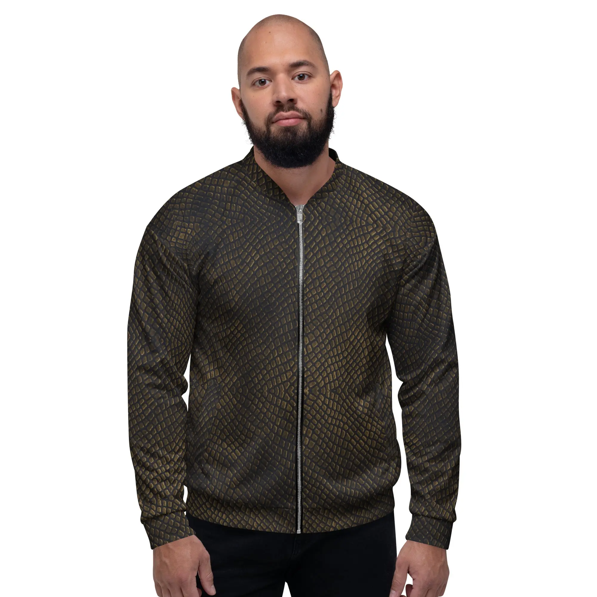 Unisex Bomber Jacket - Bronze Crocodile - Men