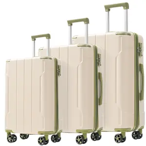 3 Piece Luggage Sets Expandable Hard Shell ABS Suitcases with Double Spinner Wheels and TSA Lock, 20/24/28 Inch Travel Luggage Set for Men Women, White Green Carry On Checked Baggage for Vacation Business Trips, Home Furniture and Household