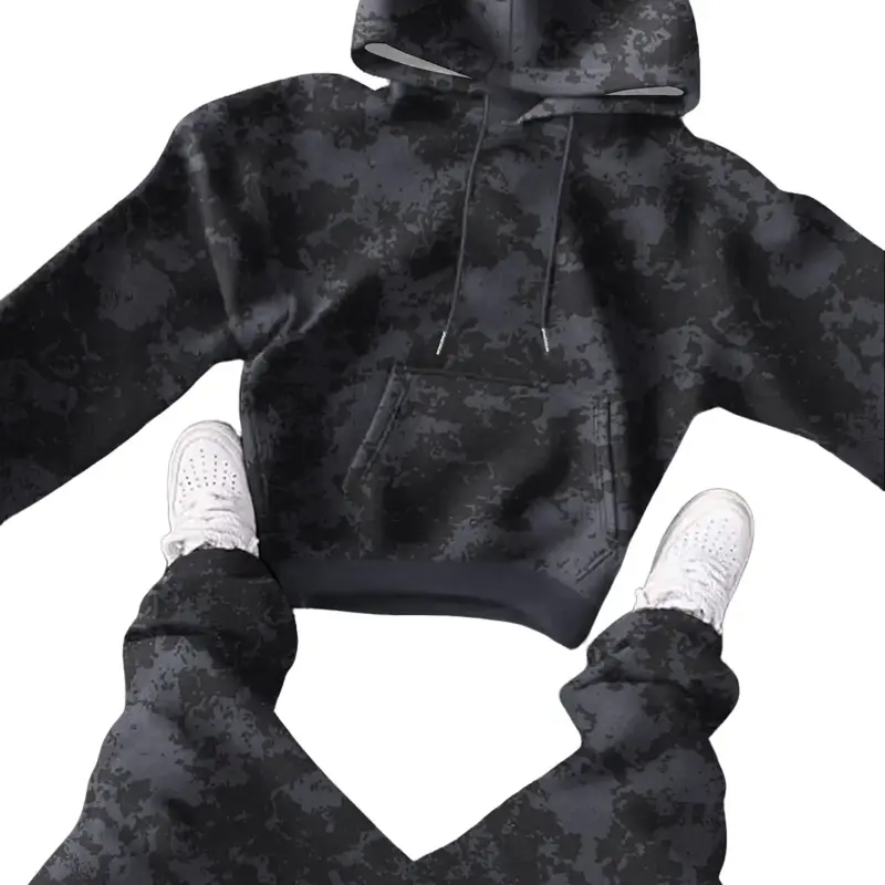 Men's 2-Piece Tie-Dye Long Sleeve Hooded Sweatshirt & Ribbed Jogger Set - Polyester Knit-Cotton Mix, Drawstring Pullover, Drawstring Waist, Streetwear Athletic Activewear Tracksuits, Casual Spring/Autumn Outdoor Leisure Wear, Men's 2-Piece Clothing Sets