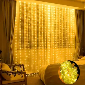 Latest Upgraded 300led Fairy Curtain Light, USB Powered, 3 Color Options, Wall Mounted, Water Resistant, Led Lights Bedroom, Perfect for New Year Wedding Home Bedroom Party Christmas Decorations