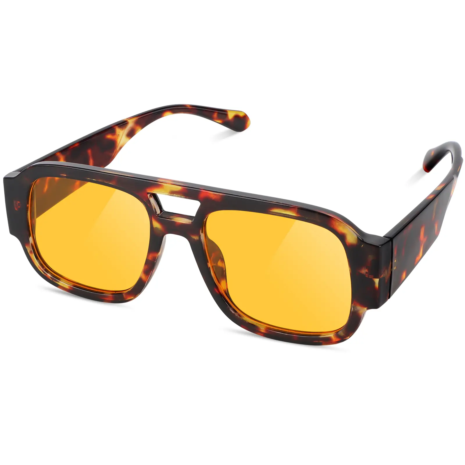 SohoChic Vintage Tortoise Square Stylish Sunglasses - Plastic, UV400, Yellow Anti-Glare Lens, Lightweight & Comfortable Fit, Outdoor Retro Fashion Eyewear for Women (Enhances Contrast)