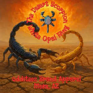 White Opal Gemstone Accent Desert Scorpion, Unisex S295 Sterling Silver Adjustable Halo Ring