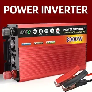 3000W inverter, current-power inverter, suitable for automobiles, high-power 3000W DC 12V to AC 220V corrected sine wave converter, with LCD display, US standard plug.