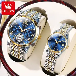 Romantic couple watches a pair of OLEVS brand new luxury high-end luminous waterproof men's automatic mechanical watch