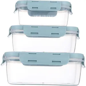 Storage with Airtight  - Meal and Lunch Containers - Stackable Microwave Safe (Blue)