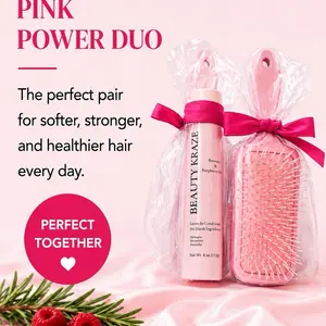 Pink Power Duo- Seasonal Sale 50% Off! Leave-In Conditioner & Detangling Brush Set for All Hair Types