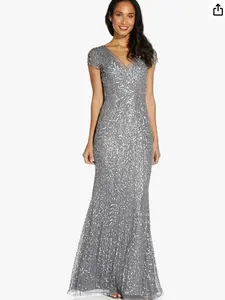 Adrianna Papell Womens Beaded Mermaid GownSpecial Occasion Dress