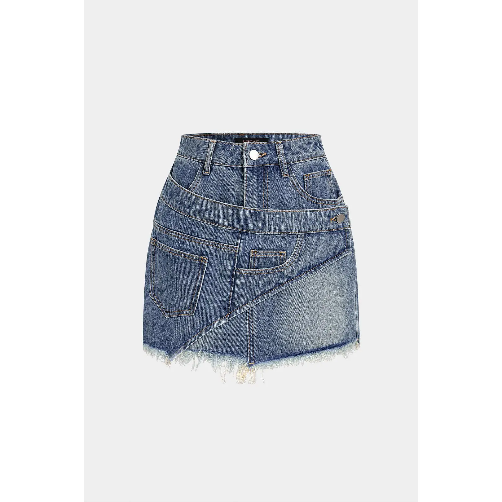 Women's Denim Skirt, Asymmetrical Design, Frayed Hem
