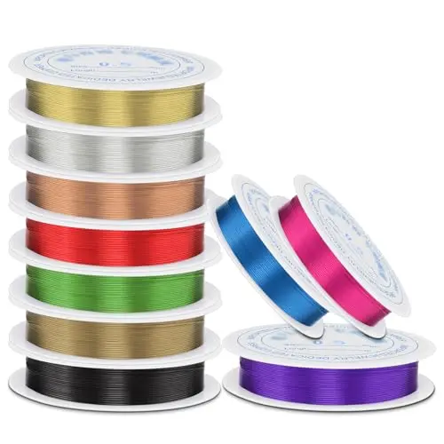 0.4 mm Dia. 10 Rolls Copper Jewelry Wire, 10 Assorted Colors Beading Wire for Jewelry Making Bracelet Earrings Rings Necklaces Flower Craft Projects 0.4 mm Dia. 10 Rolls Copper Jewelry Wire, 10 Assorted Colors Beading Wire for Jewelry Making Bracelet Earrings Rings Necklaces Flower Craft Projects