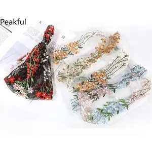 5pcs Summer Thin Embroidery Headscarf, Hair Tie, Women's Wide Edge Fashionable Wide Lace Headband Hair Accessory