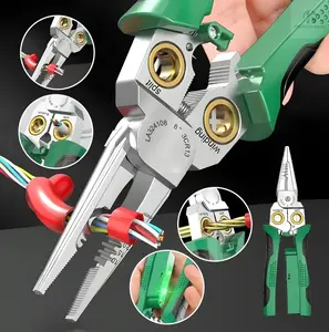 8-in-1 Electrician's Dream Pliers with VoltageTester, LED Alarms, and Precision Cutting forWire Stripping, Cutting, and Pulling - Hardware