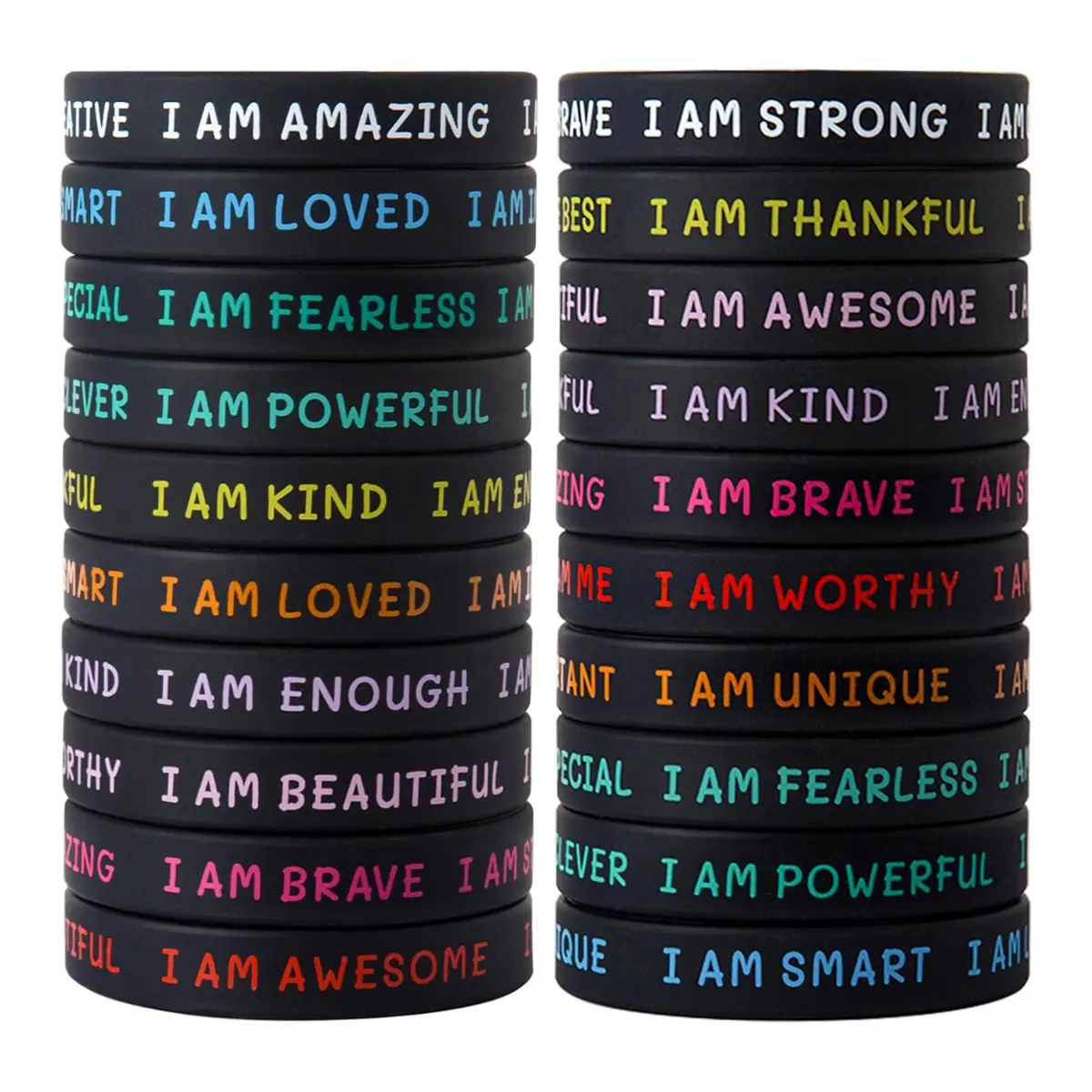 20PCS Inspirational Wristbands for Kids & Students, Motivational Bracelets – Back to School