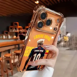 Football player phone case - New electroplated transparent TPU airbag anti-drop phone case suitable for iPhone 17 Pro Max 16 15 14 13 12 11. Simple and fashionable shock-proof soft case for protection. Gift suitable for all four seasons.
