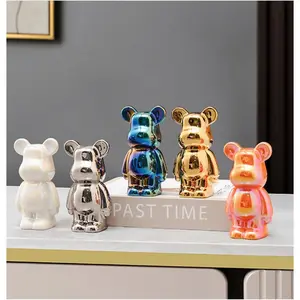 ELEGANTZ Teddy Bear Resin Figurine Set – 5 Modern Colorful Ornaments for Home Décor – Luxury Shelf & Table Decorations – Cute Centerpiece Gift for Living Room, Office, Coffee Table