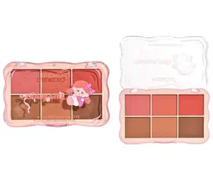 6-Color Smooth Cosmetic Blush & Contour Makeup Palette, Shimmer Finish for a Radiant Complexion